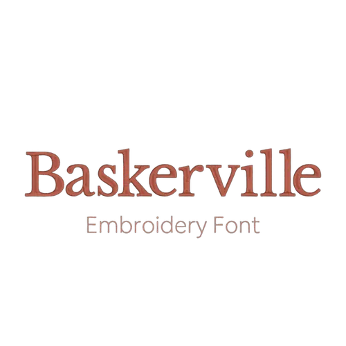 Baskerville embroidery font sample