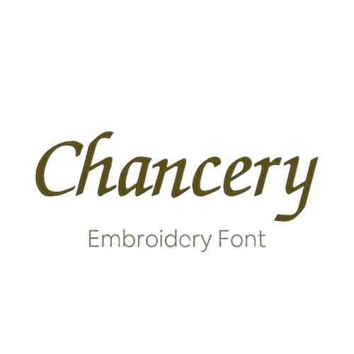 Chancery embroidery font sample