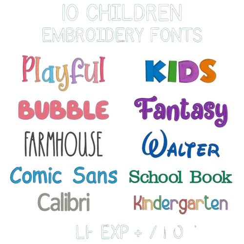 Children Embroidery Fonts Bundle embroidery font preview