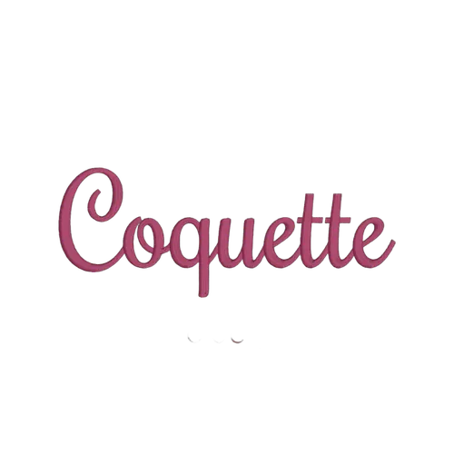 Coquette embroidery font sample