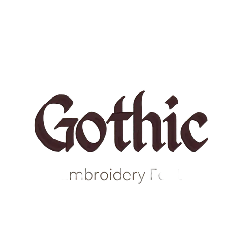 Gothic embroidery font sample