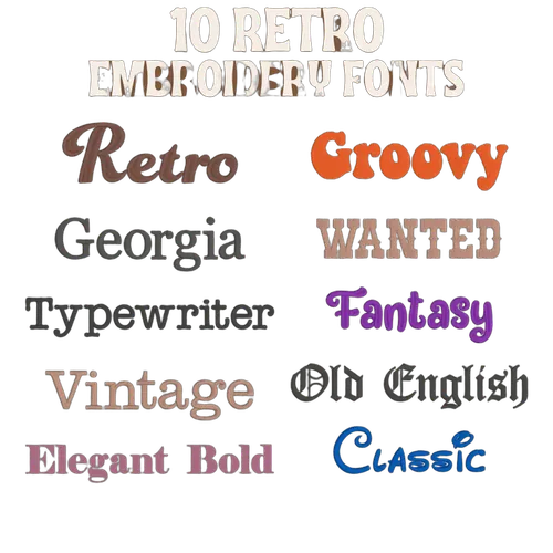 Retro Embroidery Fonts Bundle embroidery font sample