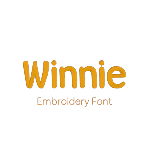 Winnie embroidery font sample